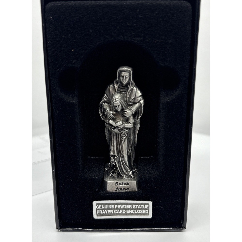 St. Anne 2.4" Pewter Statue Figure J.C.C. 1996 MADE In The USA & Prayer Card NEW